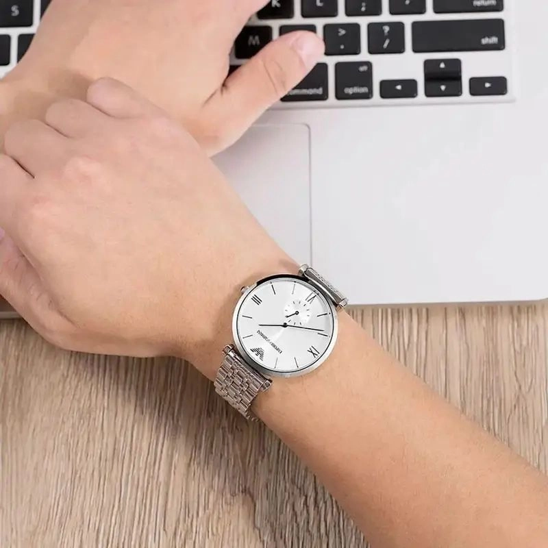 Emporio Armani Silver & White Dial 3