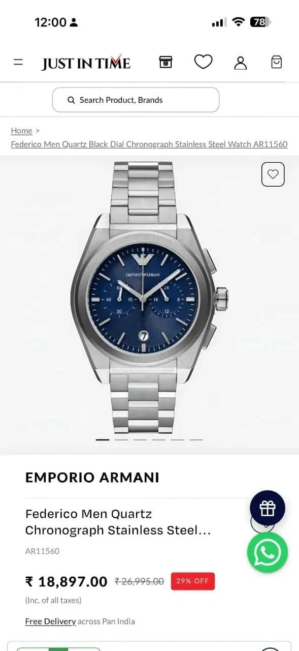 Emporio Armani Blue Sunray Dial 2