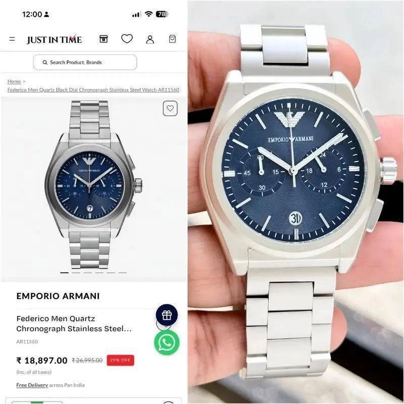 Emporio Armani Blue Sunray Dial 5
