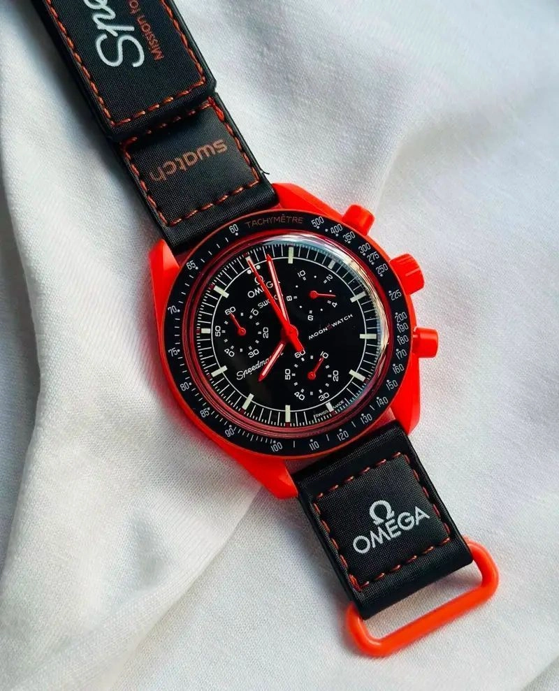Omega × Swatch Orange Black Speedmaster 1