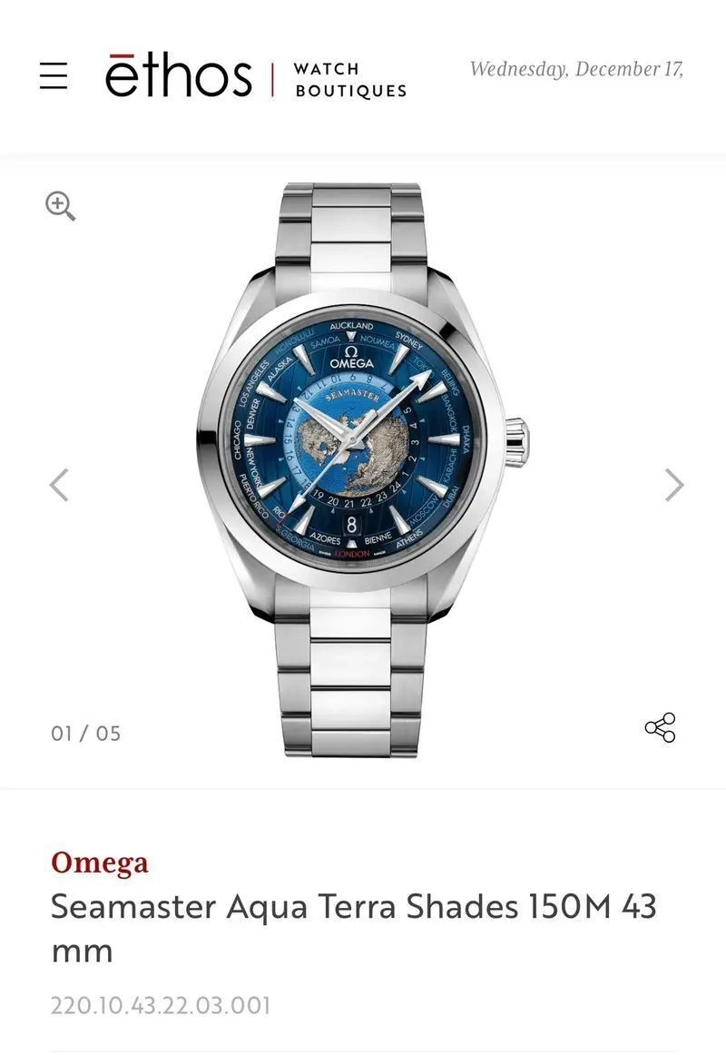 Omega Seamaster Aqua Terra Worldtimer Blue Dial 3