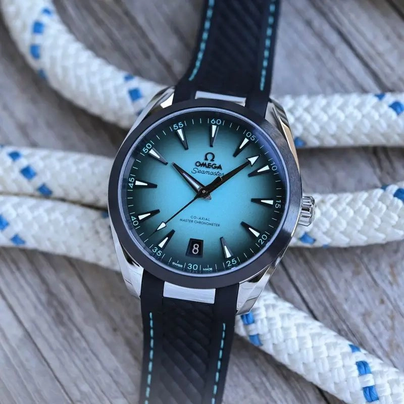 Omega Seamaster Blue Aqua Terra Open Heart 4