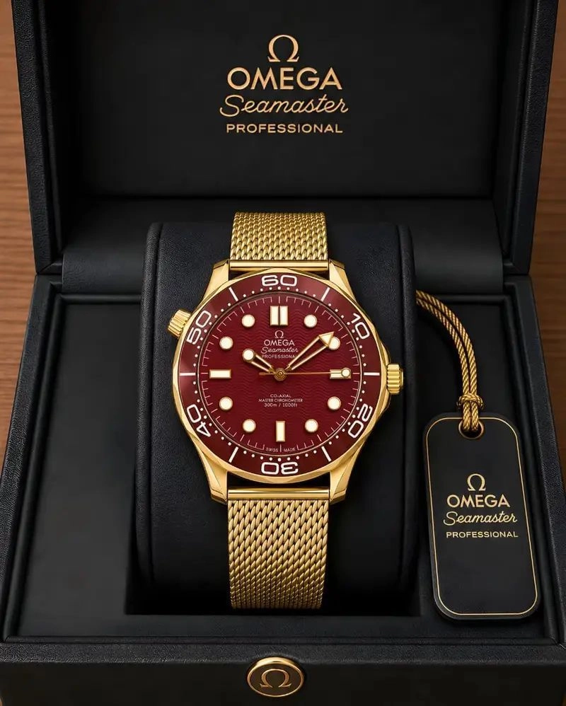 Omega Seamaster Wine Red Wave-Pattern Dial 1