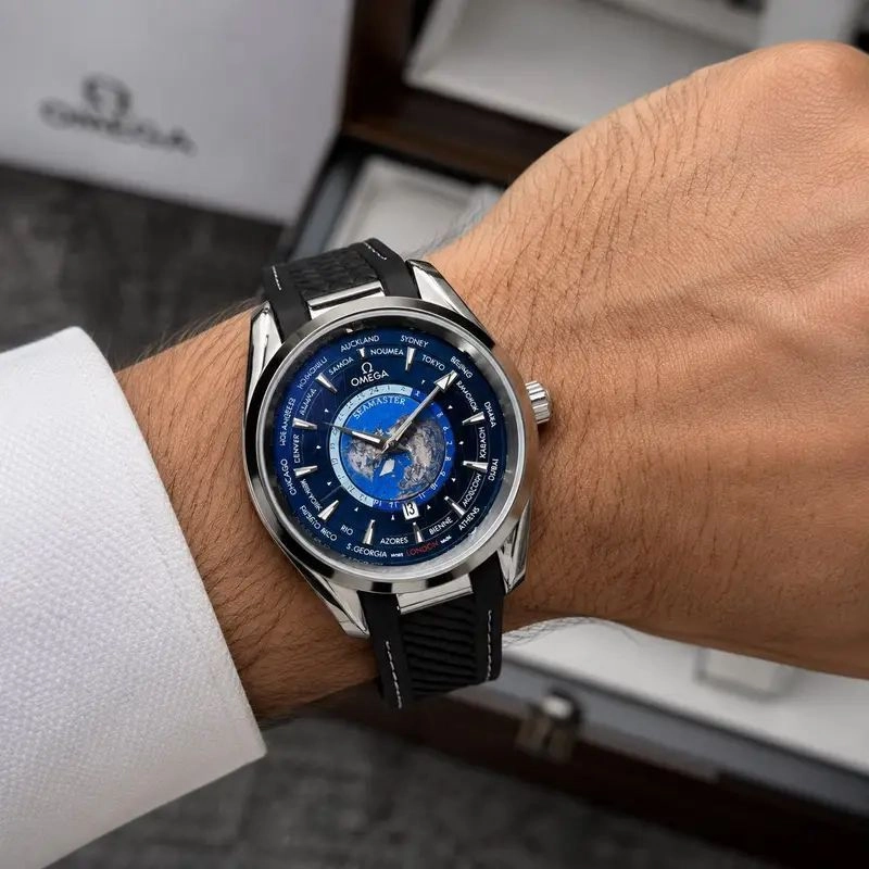 Omega Silver-Tone Blue Dial Quartz 1