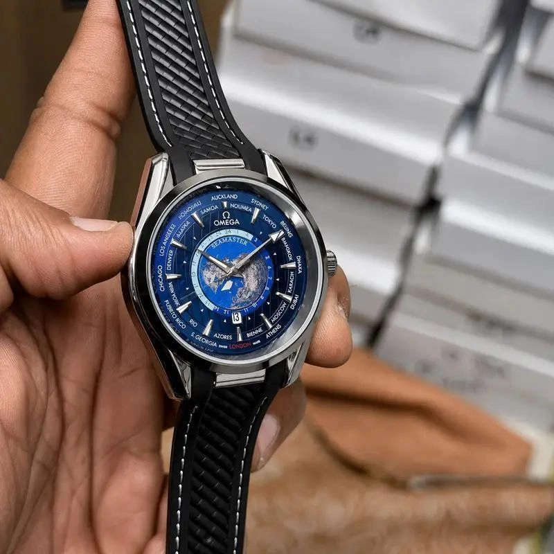 Omega Silver-Tone Blue Dial Quartz 2