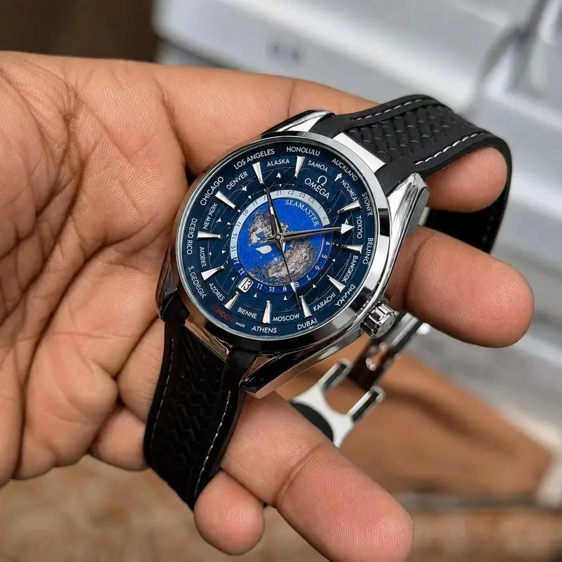 Omega Silver-Tone Blue Dial Quartz 3