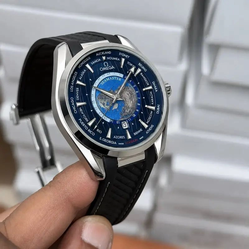Omega Silver-Tone Blue Dial Quartz 4