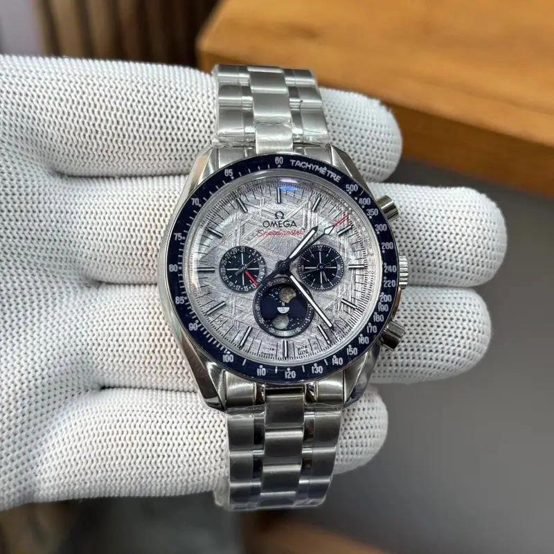 Omega Speedmaster Moonphase Grey Blue Dial 1