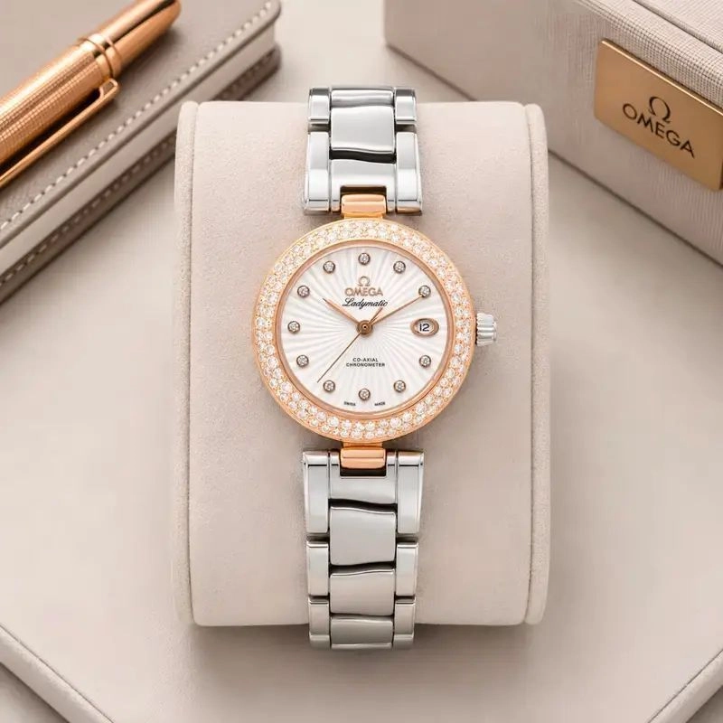 Omega White Sunburst Dial Diamond Edition 1