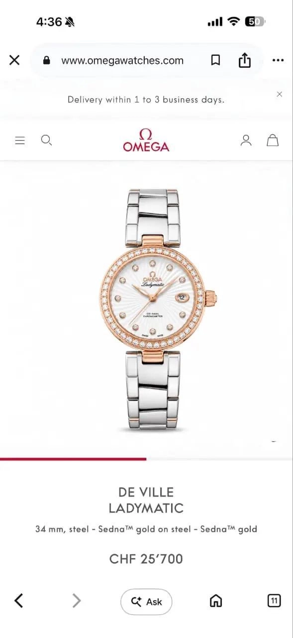 Omega White Sunburst Dial Diamond Edition 2