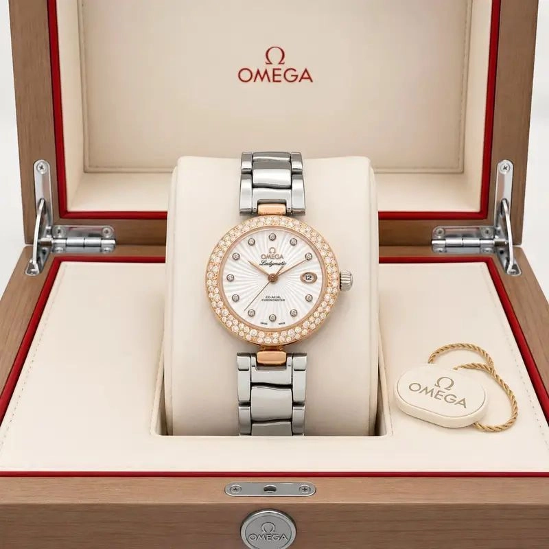 Omega White Sunburst Dial Diamond Edition 3