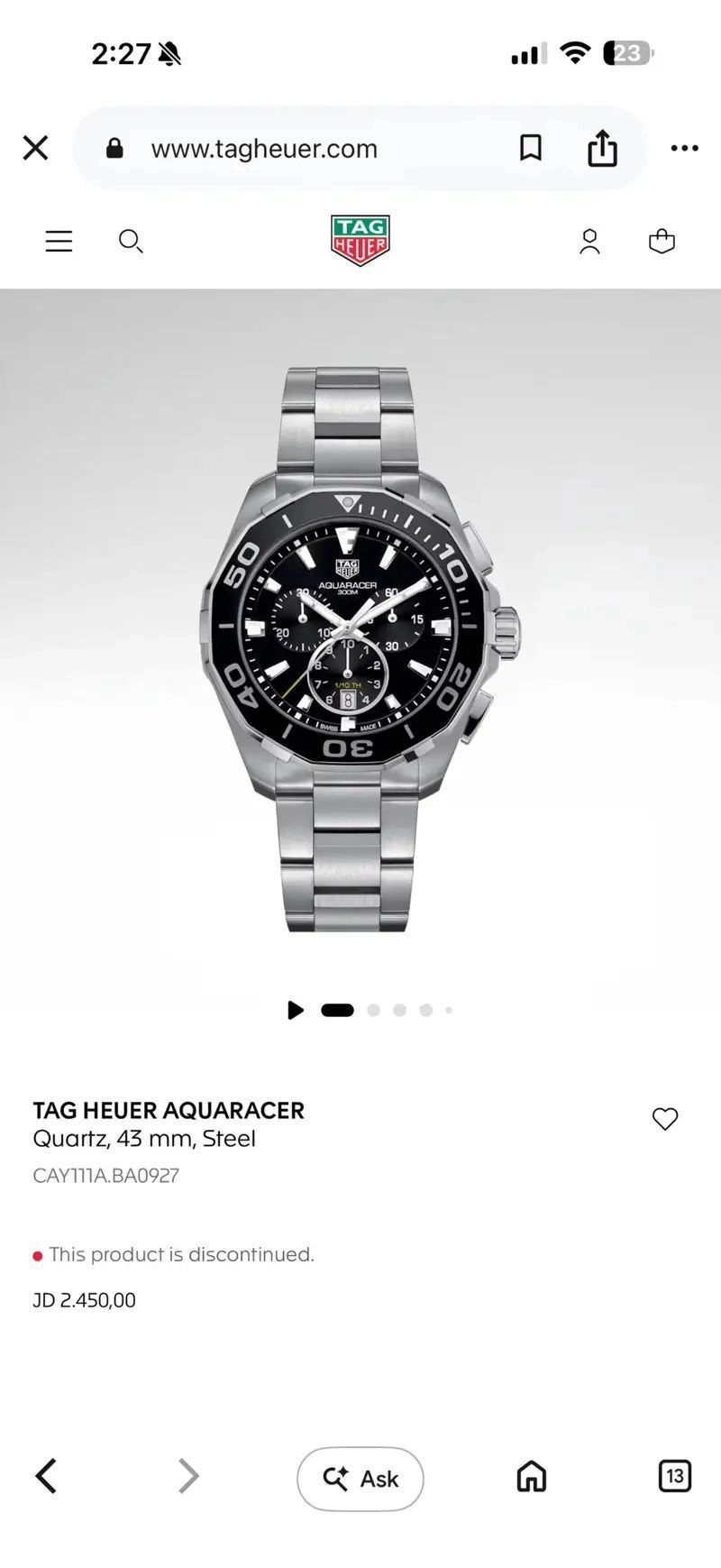 Tag Heuer Aquaracer Chronograph Black Quartz 5