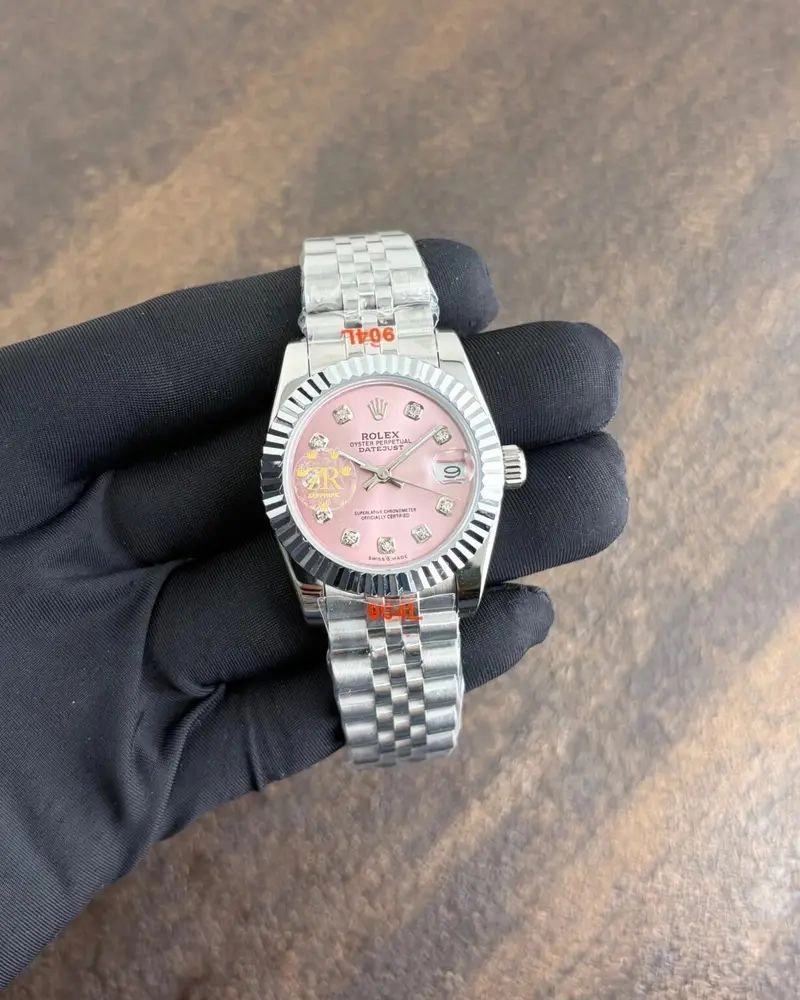 Rolex Oyster Perpetual Pink Silver Diamond Dial 1