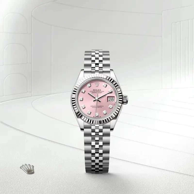 Rolex Oyster Perpetual Pink Silver Diamond Dial 2