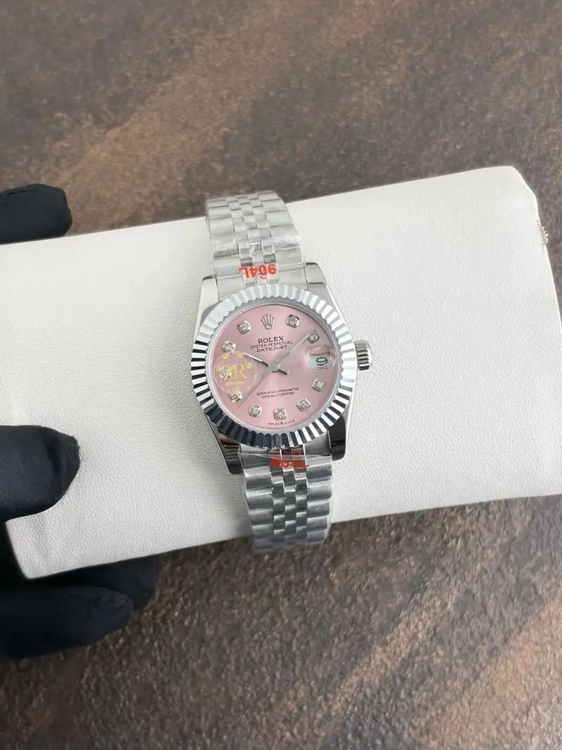 Rolex Oyster Perpetual Pink Silver Diamond Dial 3