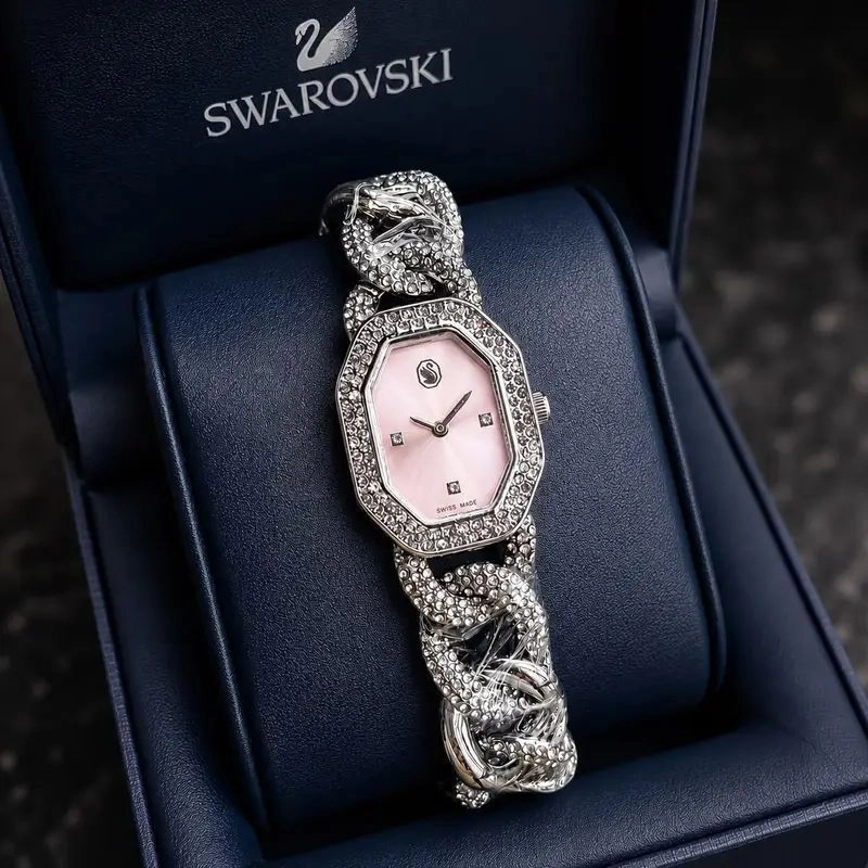 Swarovski Ladies Silver Crystal Pink Dial 1