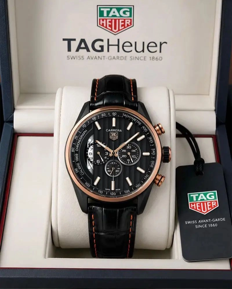 Tag Heuer Carrera Chronograph Black Brushed Dial 1