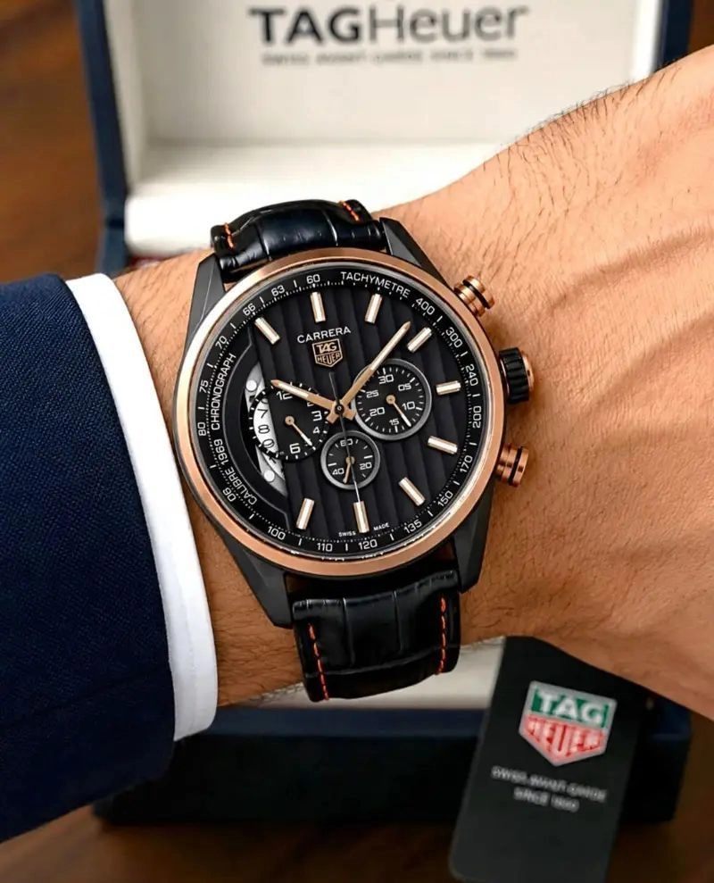 Tag Heuer Carrera Chronograph Black Brushed Dial 2