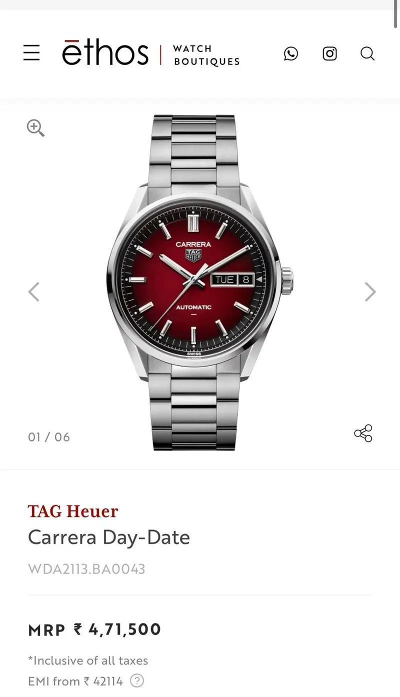 Tag Heuer Carrera Day Date Red Automatic 4
