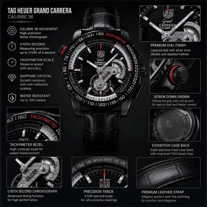 Tag Heuer Grand Carrera Black Date Display Chronograph 1