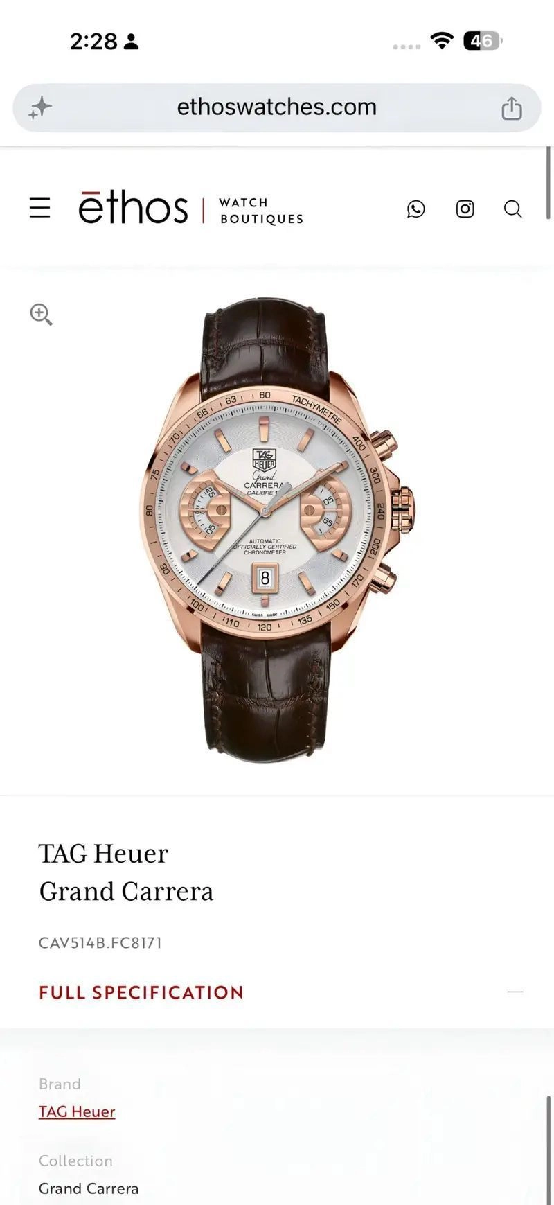 TAG Heuer Grand Carrera White Dial Calibre 17 4