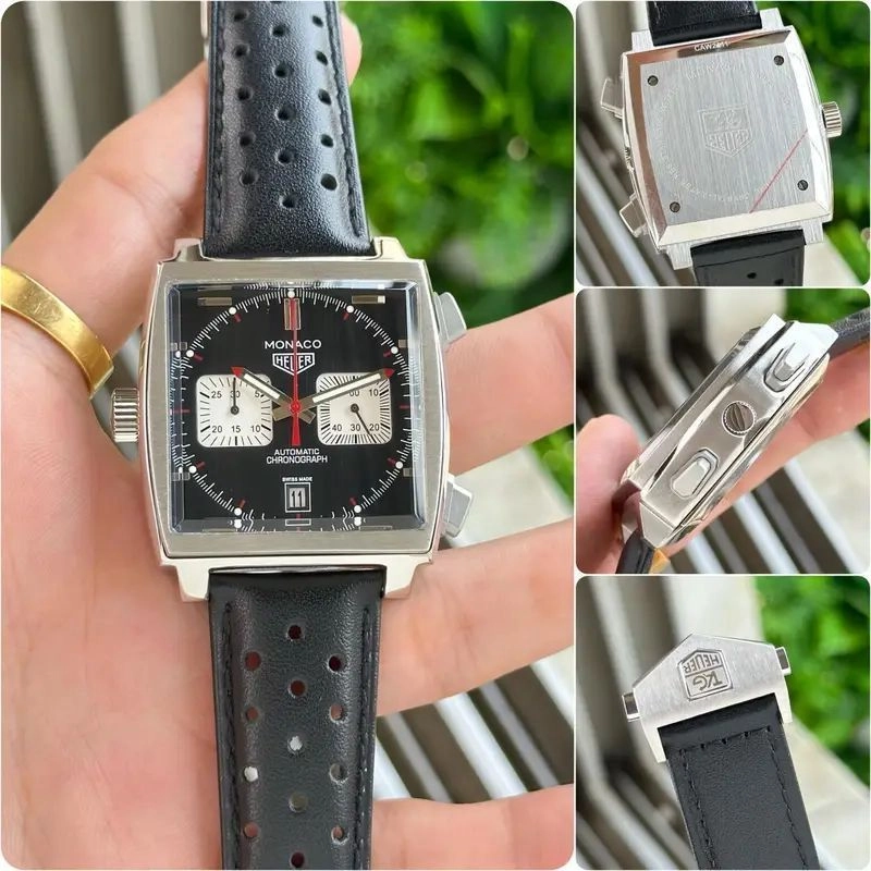Tag heuer monaco black White chronograph 6