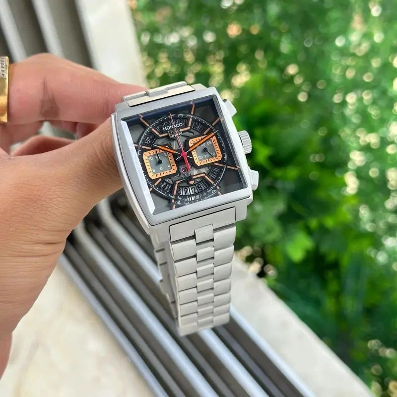 Tag Heuer Monaco Grey & Orange Dial 4