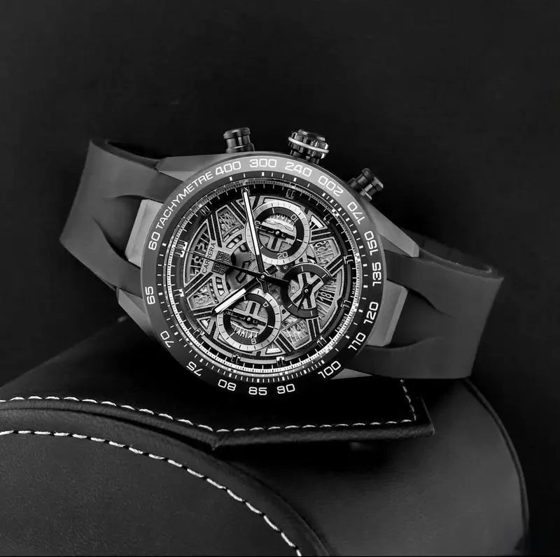 Tag Heuer White And Black Chronograph 4