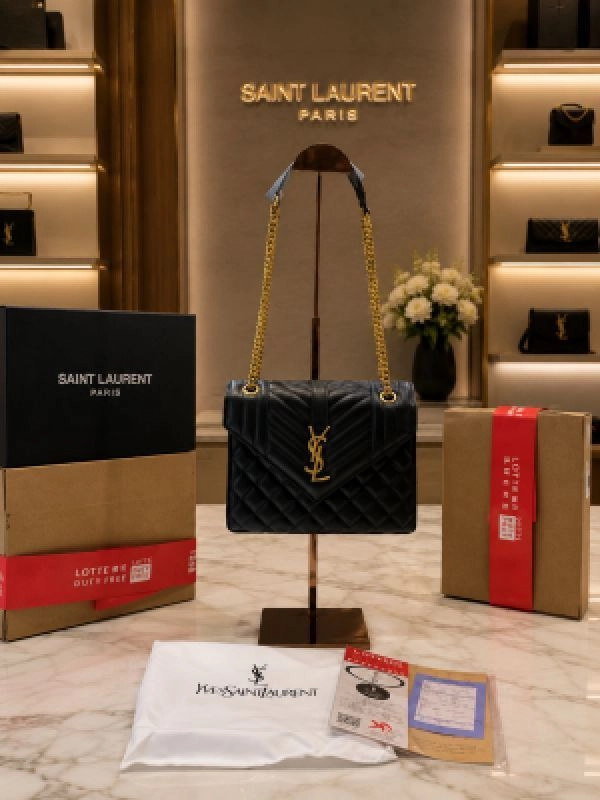 YSL SAINT LAURENT COLLEGE MEDIUM CHAIN BAG khaki dubble