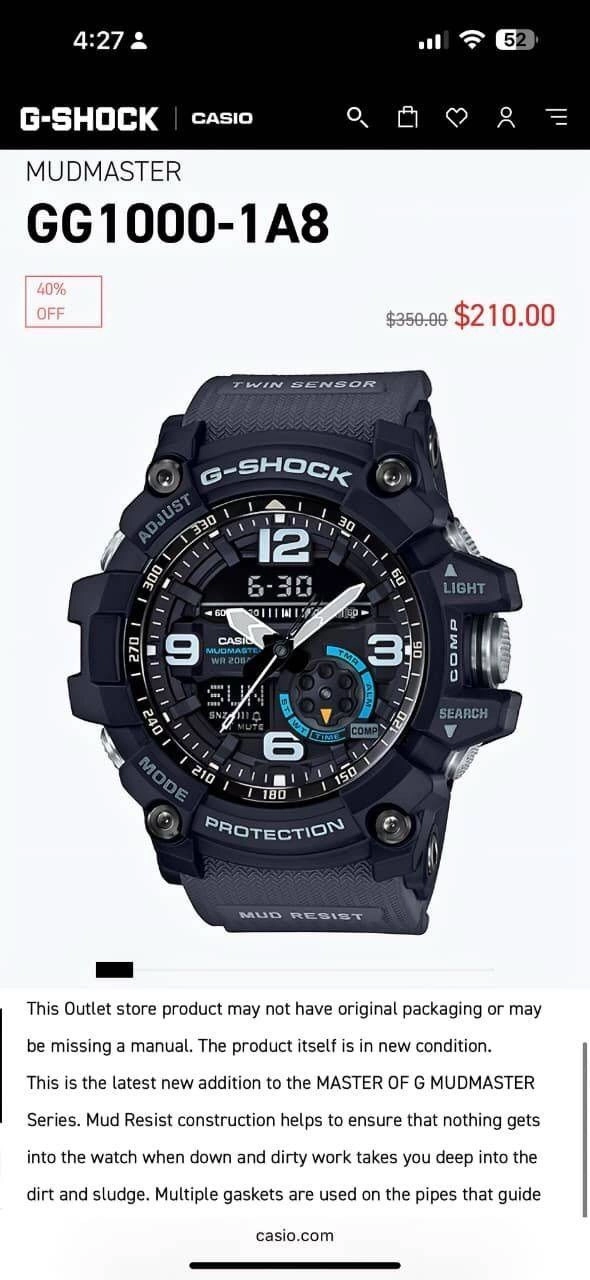 G Shock MudMaster GG1000-1A8 2