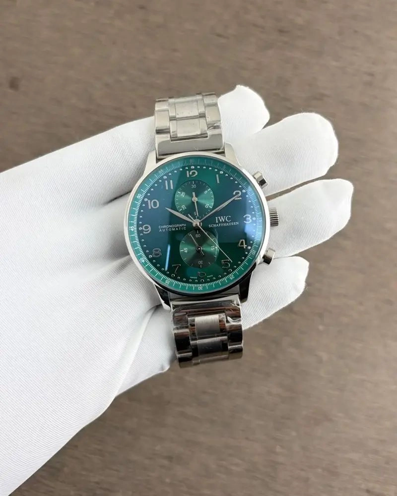 IWC Portugieser Silver Green Dial Chronograph 1