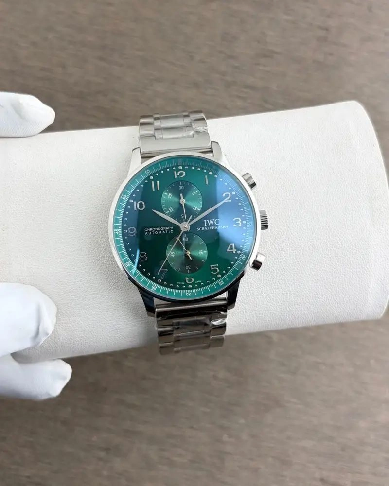 IWC Portugieser Silver Green Dial Chronograph 2