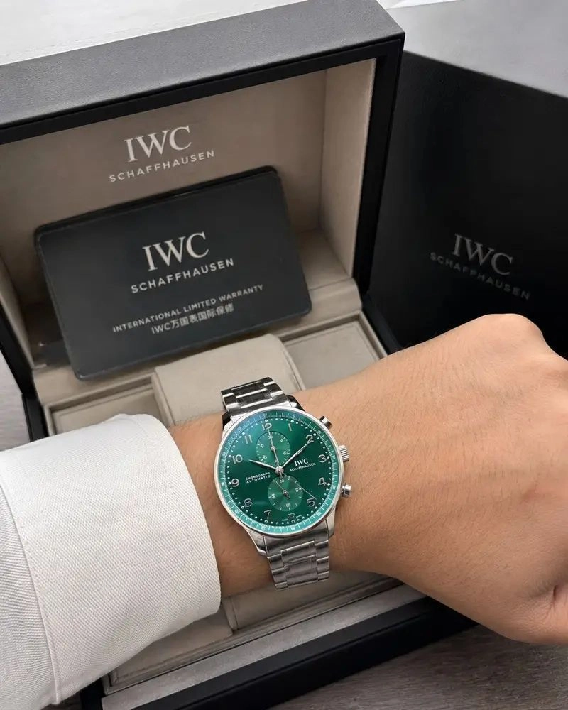 IWC Portugieser Silver Green Dial Chronograph 3