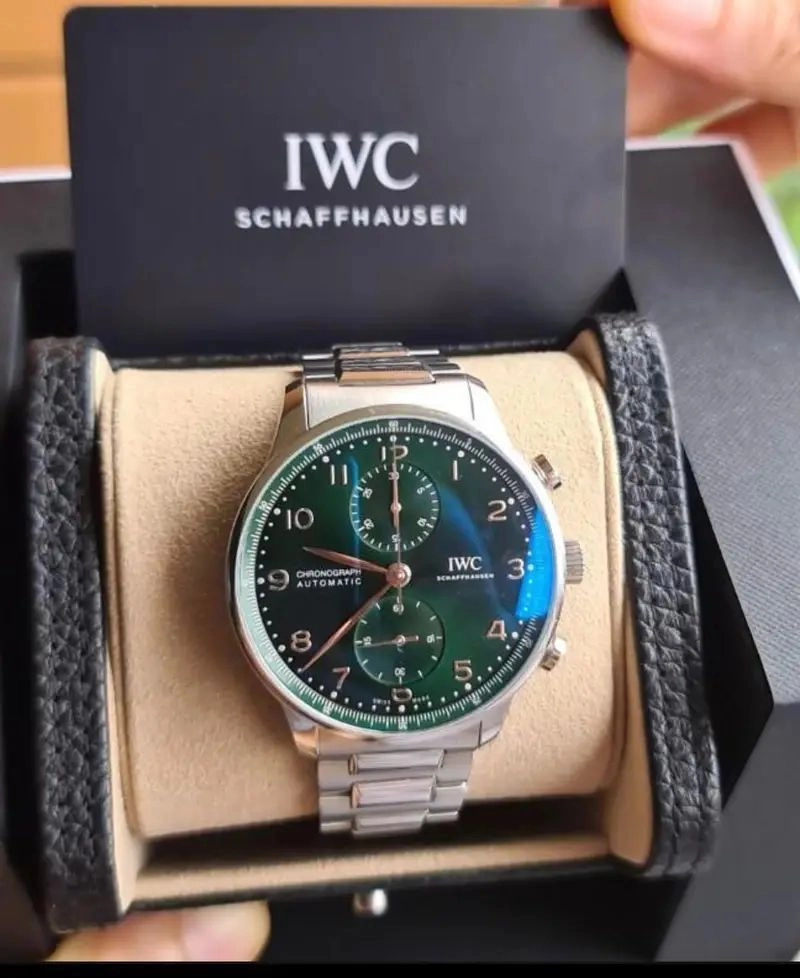IWC Portugieser Silver Green Dial Chronograph 4