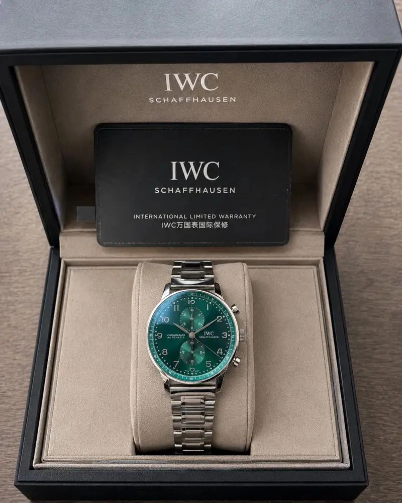 IWC Portugieser Silver Green Dial Chronograph 5