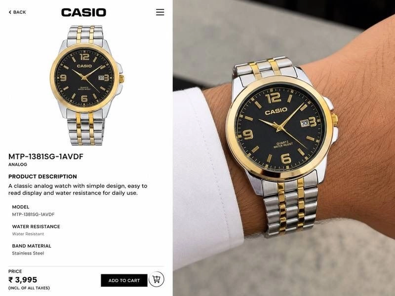 Casio MTP-1307G Two-Tone Black Dial 3
