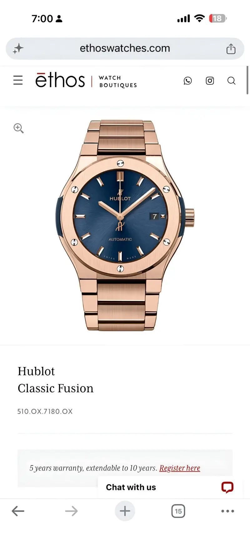 Hublot Classic Fusion Blue Rose Gold 4