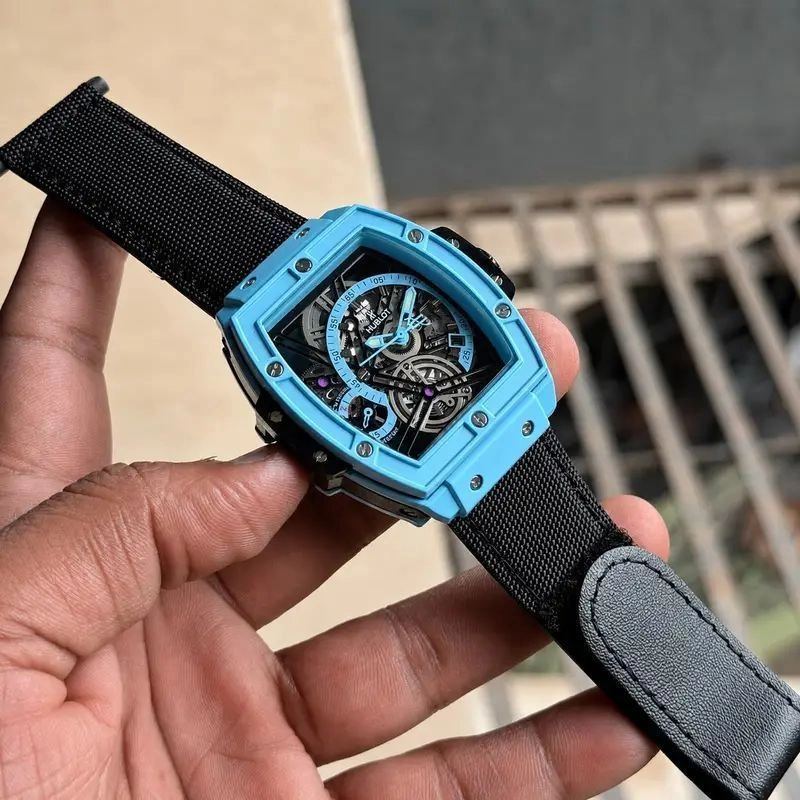 Hublot Skeleton Black Blue Dial 3