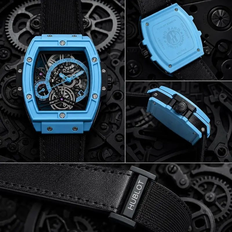 Hublot Skeleton Black Blue Dial 5