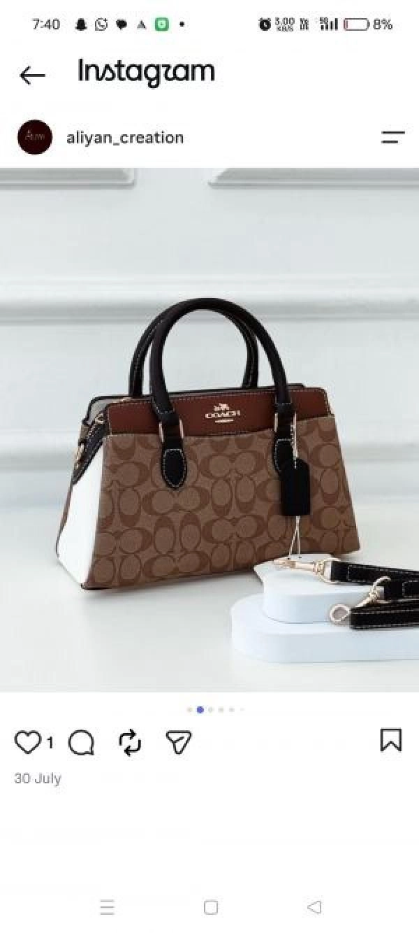 Coac Darcie Carryall Signature Canvas with Brown & Black color scheme With OG Dubble Box Dust Cover 5170 2