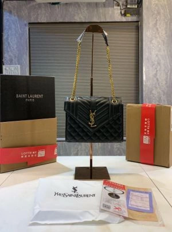 YSL SAINT LAURENT COLLEGE MEDIUM CHAIN BAG khaki dubble box packing 5380