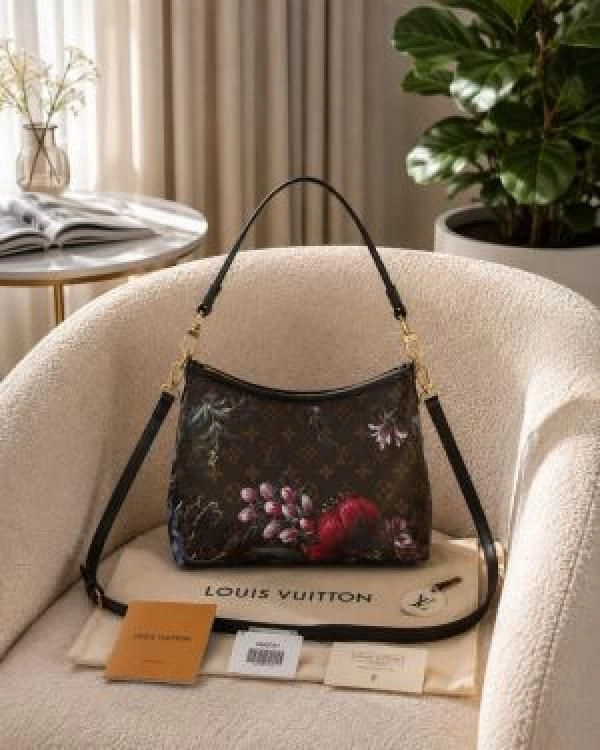 LOUI VUITTON LV HOBO WITH FLOWER CHARM WITH BOX 6654 3