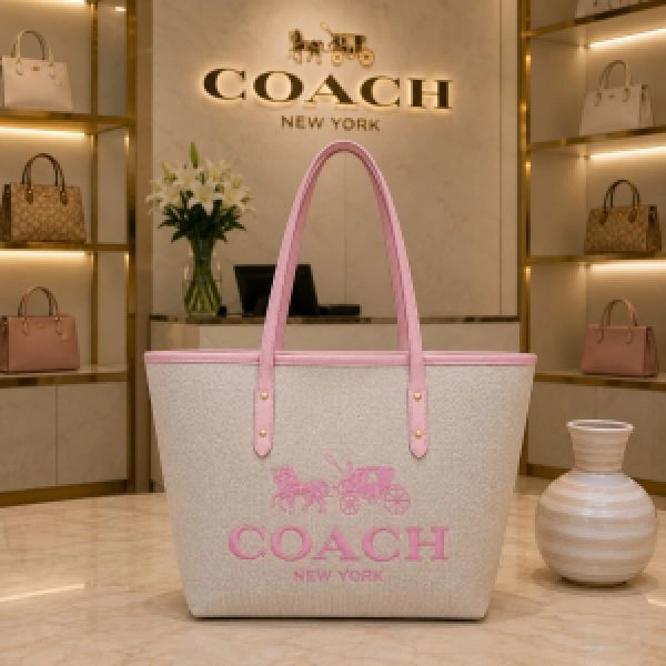 Coac voyager jet set print tote bag with dust bag 5509 2