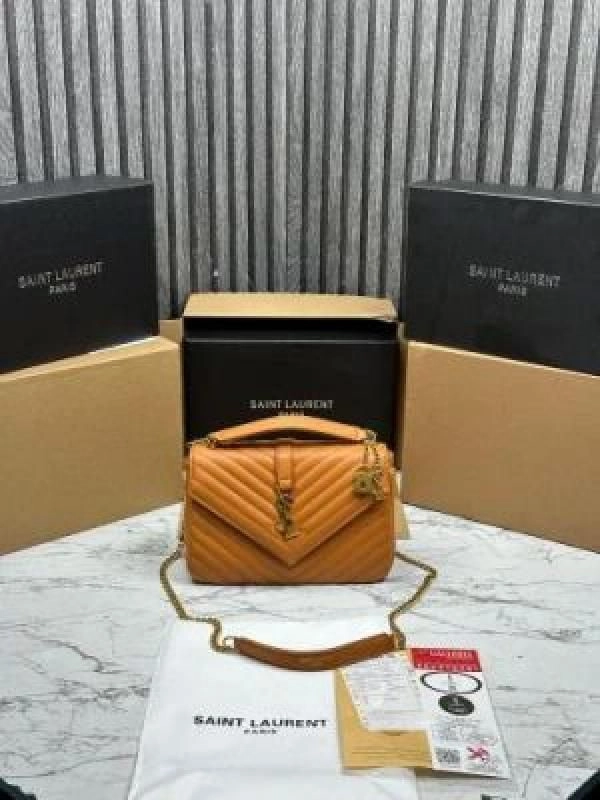 YSL SAINT LAURENT COLLEGE MEDIUM CHAIN BAG khaki dubble box packing 6132 1