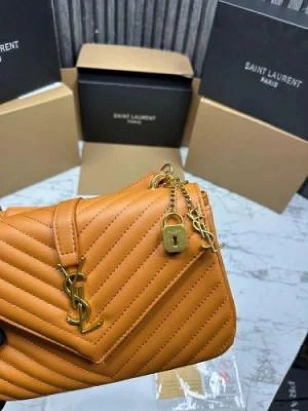 YSL SAINT LAURENT COLLEGE MEDIUM CHAIN BAG khaki dubble box packing 6132 4