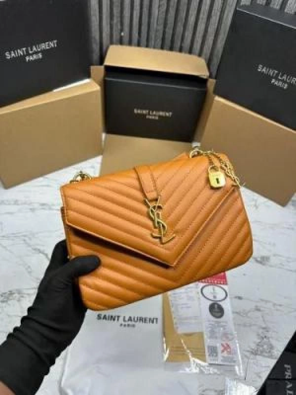 YSL SAINT LAURENT COLLEGE MEDIUM CHAIN BAG khaki dubble box packing 6132 5