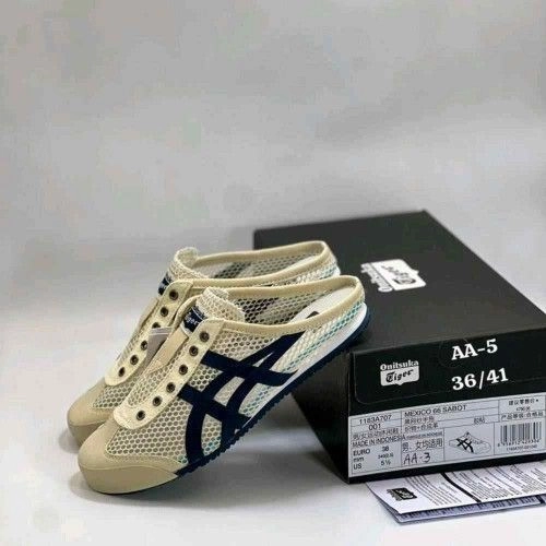 onitssukkaa tiger Mexico 66 Sabot Half Cut Cream Navy 1