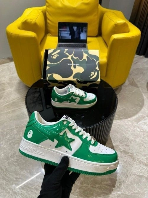 BathinGahpe Bape Sta Patent Leather Green White 4
