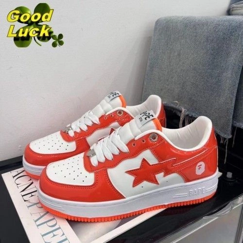 BathinGahpe Bape Sta Patent Leather orange White 1