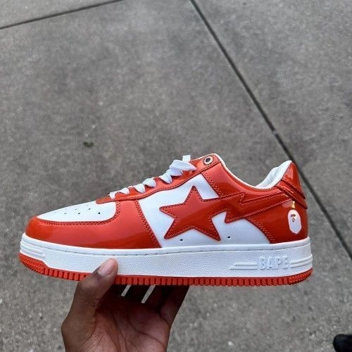 BathinGahpe Bape Sta Patent Leather orange White 2